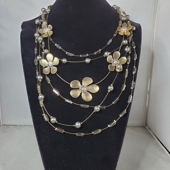 Ali Khan gold-toned multi-strand necklace featuring six layers - Picture 2 of 9